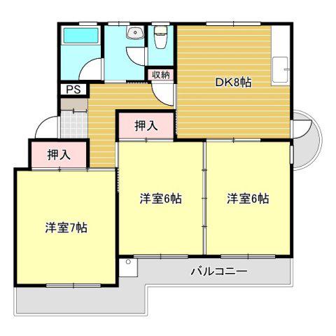 サンライズ西村(3DK/3階)の間取り写真