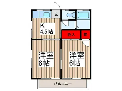 新井ハイツ(2K/2階)の間取り写真