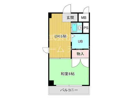平岡マンション(1DK/2階)の間取り写真