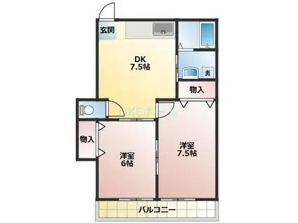 トーワ西船A(2DK/1階)の間取り写真