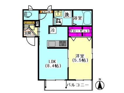 メゾン・ド・スワン(1LDK/1階)の間取り写真