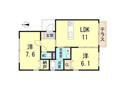 ルクール4(2LDK/1階)の間取り写真