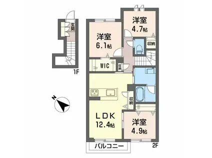 サワーソレアード(3LDK/2階)の間取り写真