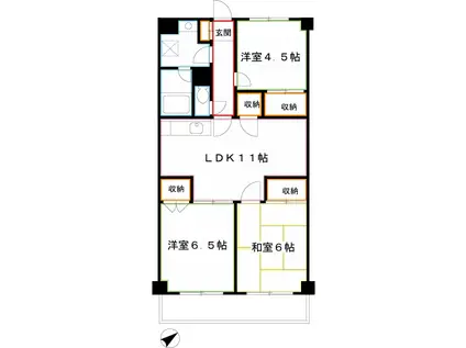 ベルデュール(3LDK/4階)の間取り写真