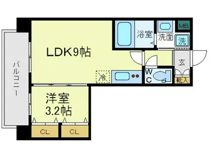 ラルテ天王寺(1LDK/5階)の間取り写真