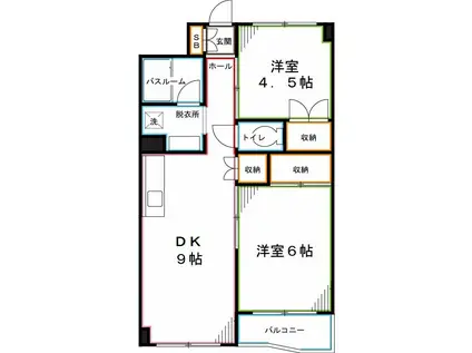 グレース秀和A(2DK/5階)の間取り写真