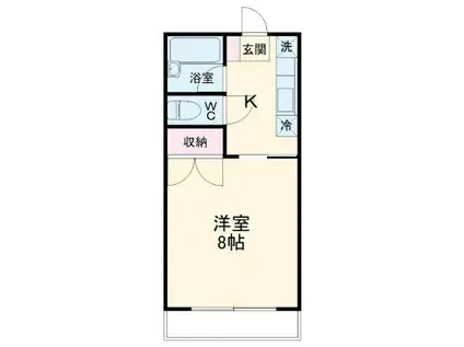 パラシオB(1K/1階)の間取り写真