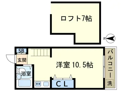 コーポアルカディアII(ワンルーム/2階)の間取り写真