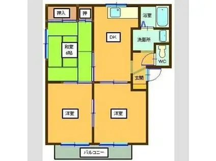 ピーチピットB(3DK/1階)の間取り写真