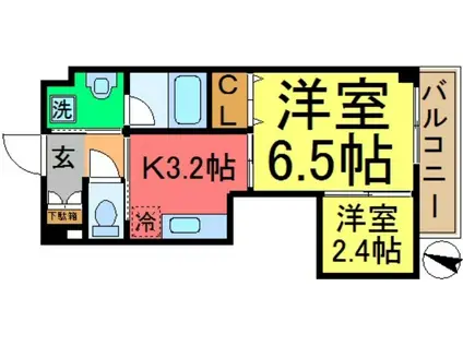 ラフィーネ・エス(1SK/2階)の間取り写真