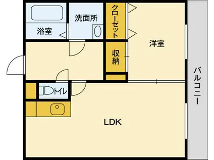 リバーサイド府中(1LDK/3階)の間取り写真