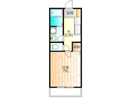 プリマベラ元住吉(1K/1階)の間取り写真