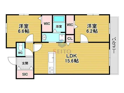 FIELD UP(2LDK/1階)の間取り写真