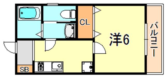 ラメール霞ヶ丘(1K/1階)の間取り写真