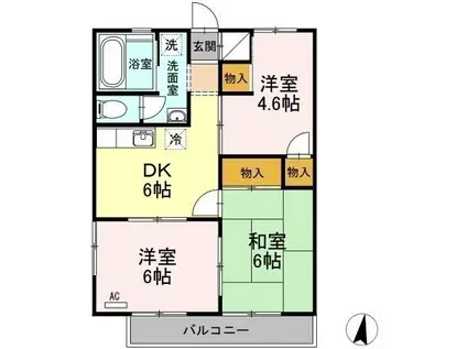 ドメスティックカーサ(3DK/2階)の間取り写真