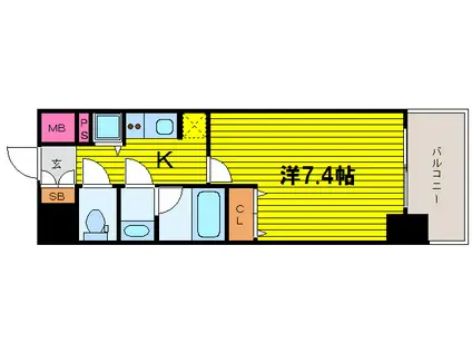 アーバネックス大阪城ウエスト(1K/15階)の間取り写真