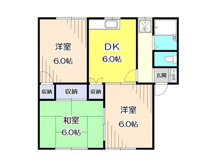 ベルメゾンサーバーA棟(3DK/1階)の間取り写真