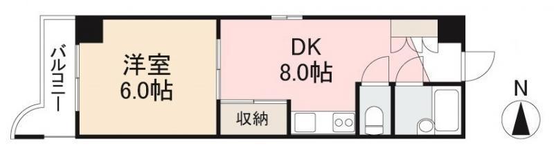 ヴィラタマチ(1DK/3階)の間取り写真