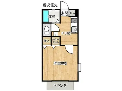 ウェル・アポインテッド(1K/1階)の間取り写真