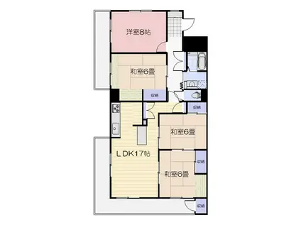 両備ハイコーポ(4LDK/5階)の間取り写真