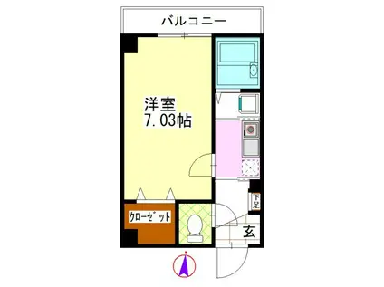 アンヴェール(1K/6階)の間取り写真