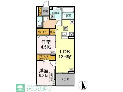 ラ・ペッシュ(2LDK/1階)の間取り写真