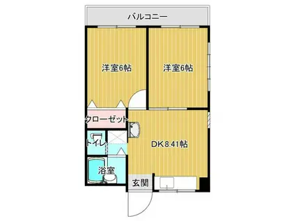 盛清ビル(2DK/4階)の間取り写真