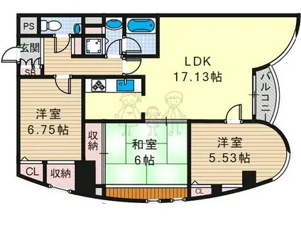 21コートマルナカ(3LDK/14階)の間取り写真