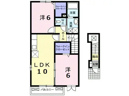グリシーヌ(2LDK/2階)の間取り写真