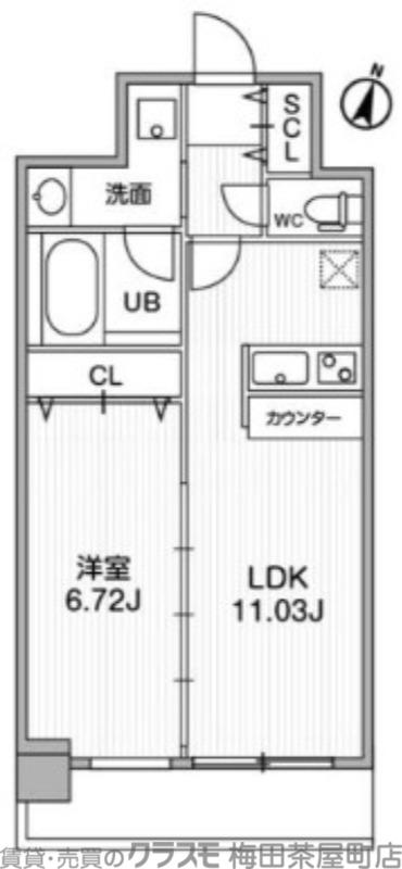 LA DOUCEUR天満(1LDK/9階)の間取り写真