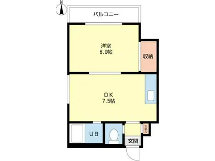 ブルーベル北17(1DK/3階)の間取り写真