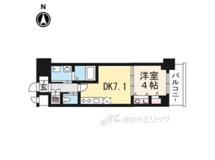 ベラジオ雅び烏丸十条(1DK/6階)の間取り写真