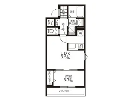 リーブルファイン奈良町II1号棟(1LDK/1階)の間取り写真