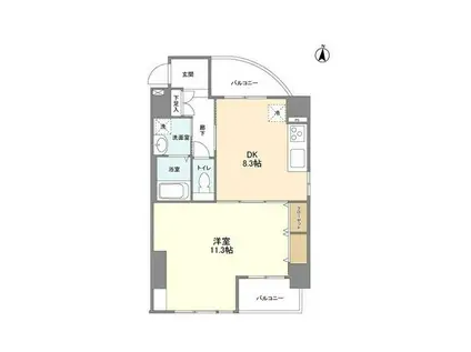 CASSIA錦糸町サウス COURT(1LDK/9階)の間取り写真