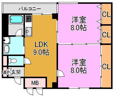 メゾンドボヌール(2LDK/1階)の間取り写真