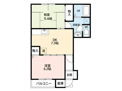 ボーシャルダンB(2DK/1階)の間取り写真