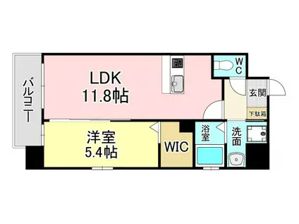 MUU.黒崎(1LDK/10階)の間取り写真