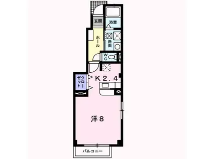 パピオコート柳瀬 B(1K/1階)の間取り写真