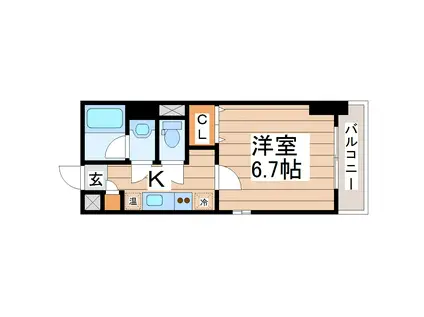 HF北四番丁レジデンス(1K/2階)の間取り写真