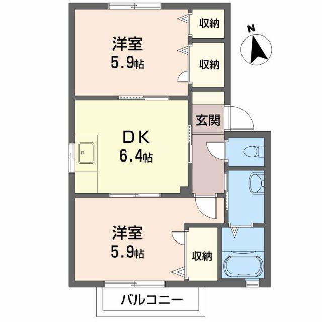 オレンジハイツ(2DK/1階)の間取り写真