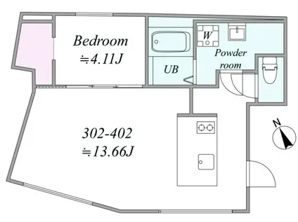 TRIAS347(1LDK/3階)の間取り写真