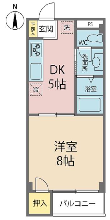 レヴールエル(1DK/2階)の間取り写真