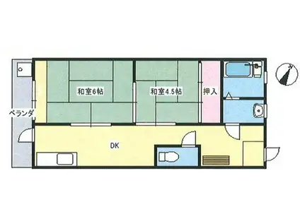 朝日マンション(2DK/1階)の間取り写真