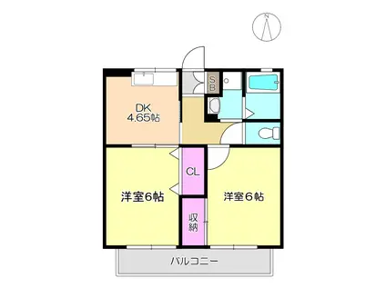 サウスフラッツ 203(2DK/2階)の間取り写真