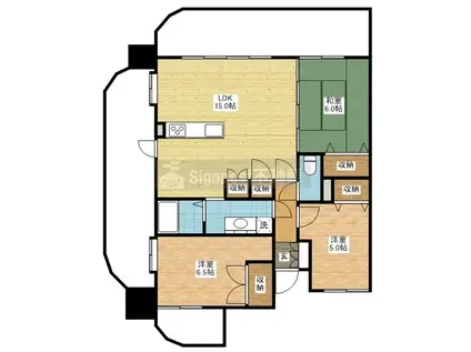 ダイアパレス長崎大学病院前(3LDK/9階)の間取り写真