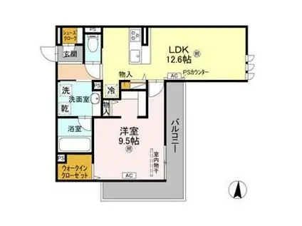 DAIWA CITY NAKASAKURAZUKA(1LDK/3階)の間取り写真