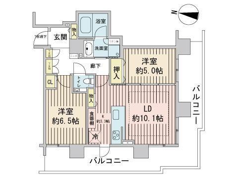 ブランズタワーアイム札幌大通公園(2LDK/2階)の間取り写真