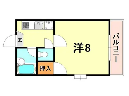 ステュディオ住吉(1K/2階)の間取り写真