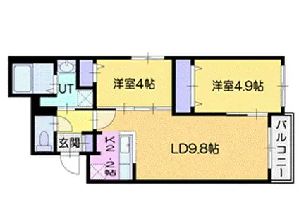 サリーレ新札幌A(2LDK/4階)の間取り写真