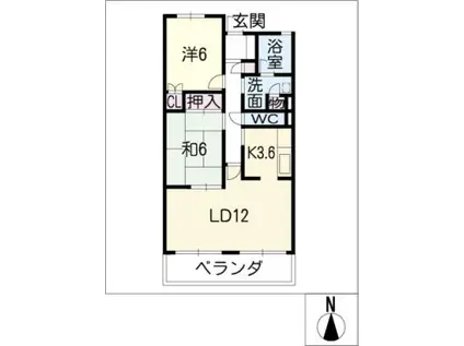 パークホーム江向(2LDK/3階)の間取り写真